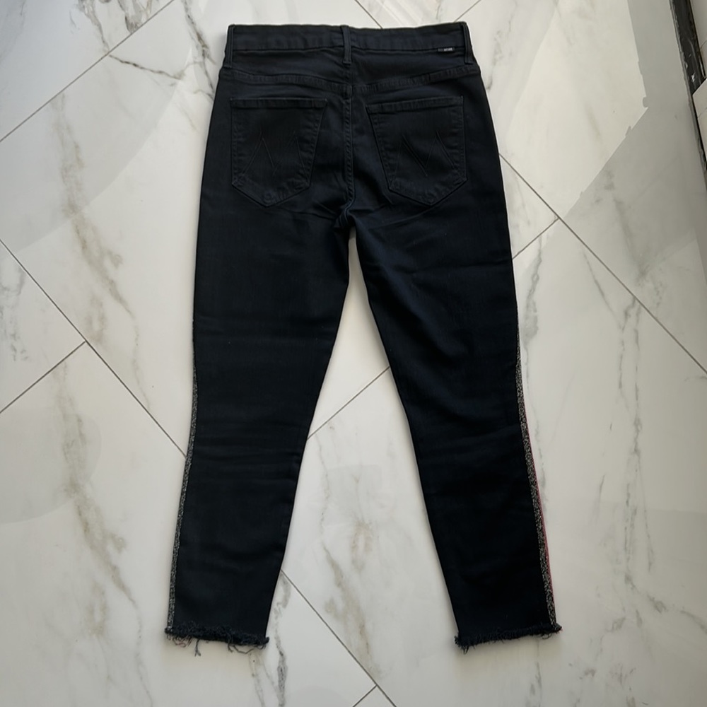 MOTHER High Waisted Looker Jeans Ankle Fray in Guilty Glitter Racer sz 26 - Picture 3 of 8